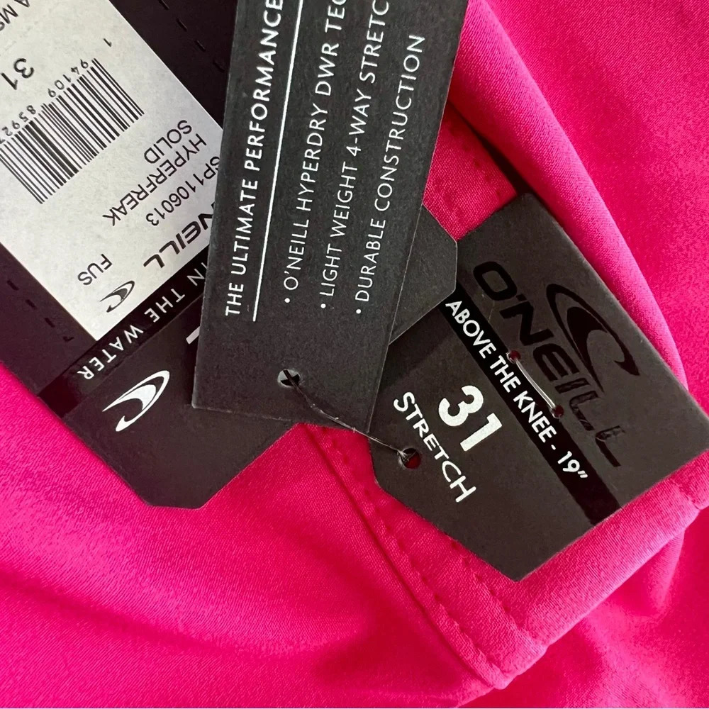 NWT O’Neill Hyperfreak Solid Pink Swim Trunk Boardshort Hyperdry Size 29 31 - Picture 7 of 8